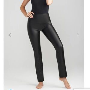 Yummie by Heather Thomson Black Faux-Leather Boot Cut Pants